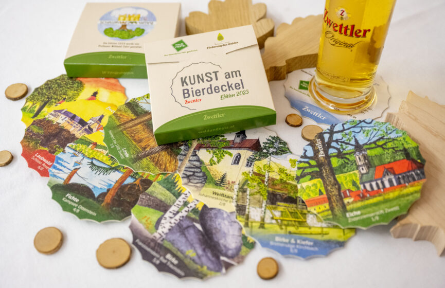 Alle Bierdeckelmotive mit einem Glas Zwettler Bier